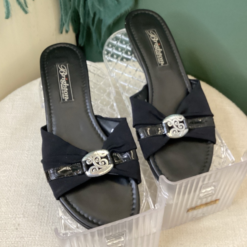 Brighton Black Sandals with‎ Silver Accents